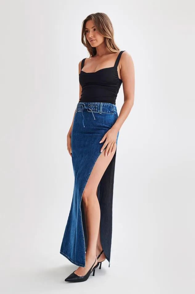 Women Meshki Dresses Hailey Slinky Long Line Sweetheart Top 8211 Black