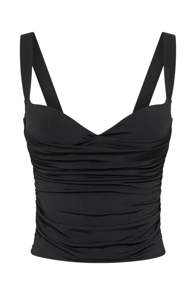 Women Meshki Dresses Hailey Slinky Long Line Sweetheart Top 8211 Black