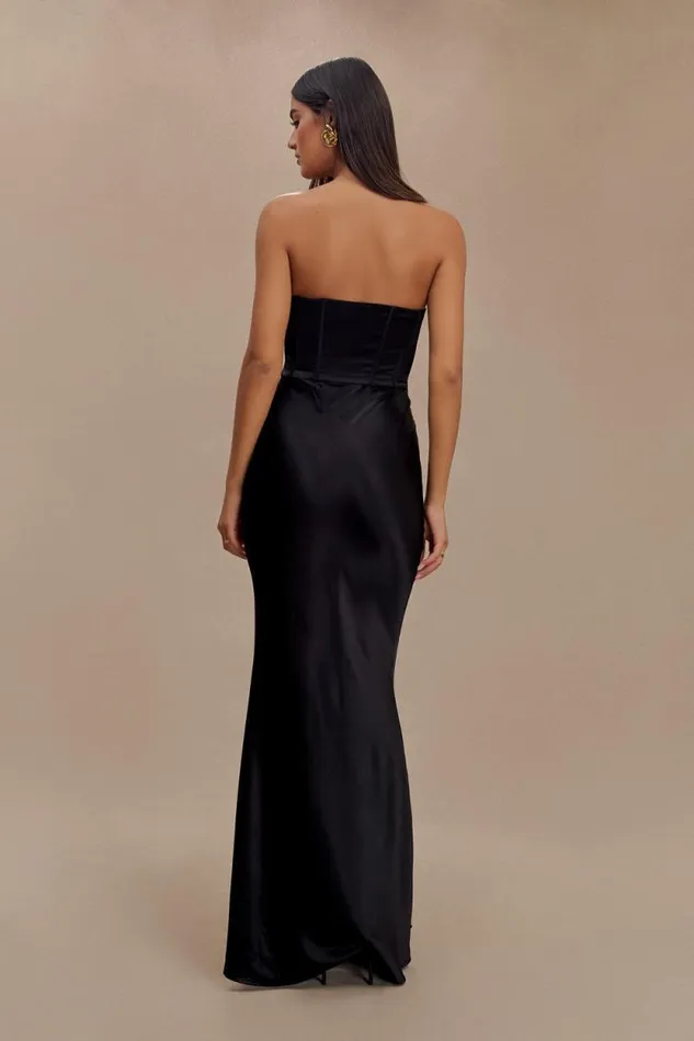 Women Meshki Dresses Harlow Satin Strapless Maxi Dress 8211 Black