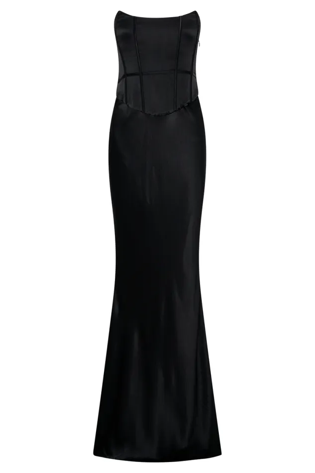 Women Meshki Dresses Harlow Satin Strapless Maxi Dress 8211 Black