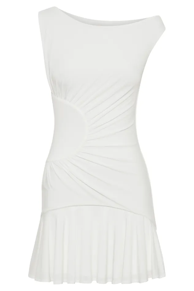 Women Meshki Dresses Irving Off Shoulder Slinky Mini Dress 8211 Ivory