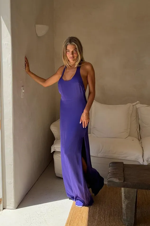 Women Meshki Dresses Jacquelyn Racerback Maxi Dress 8211 Deep Purple