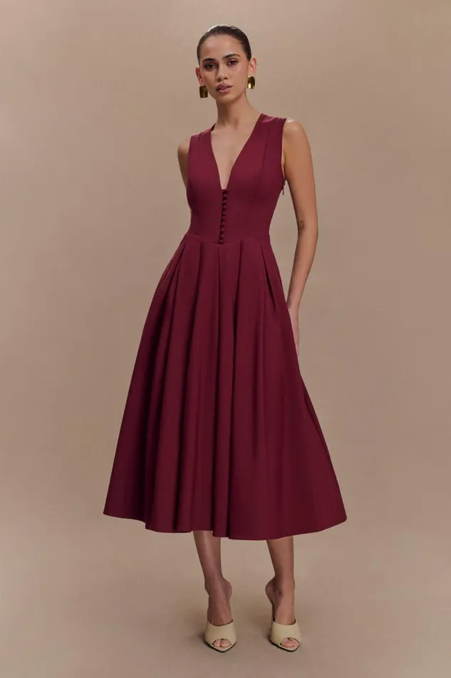 Women Meshki Dresses Keely Cotton Sleeveless Midi Dress 8211 Wine