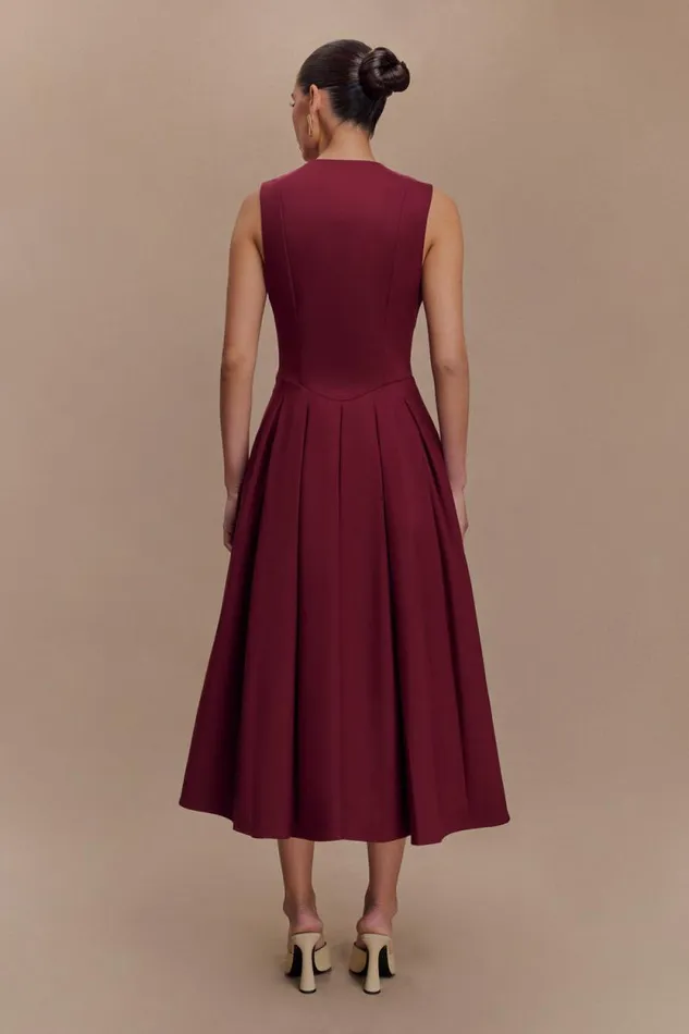 Women Meshki Dresses Keely Cotton Sleeveless Midi Dress 8211 Wine