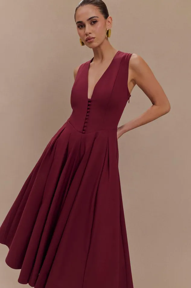 Women Meshki Dresses Keely Cotton Sleeveless Midi Dress 8211 Wine