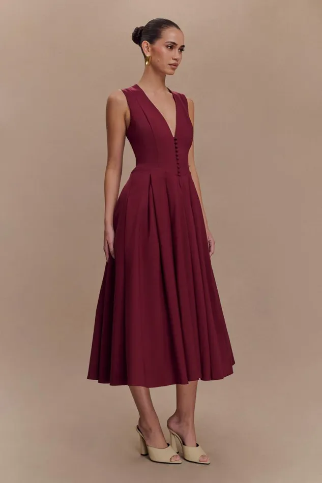Women Meshki Dresses Keely Cotton Sleeveless Midi Dress 8211 Wine