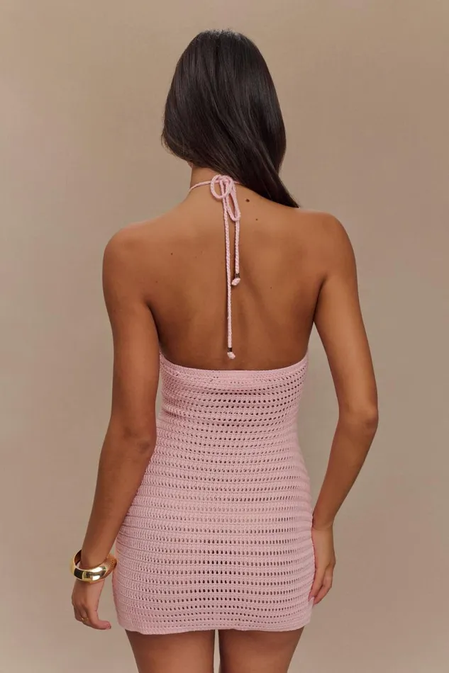 Women Meshki Dresses Kyla Floral Crochet Mini Dress 8211 Pink
