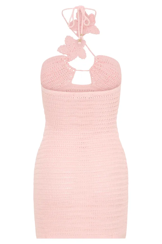Women Meshki Dresses Kyla Floral Crochet Mini Dress 8211 Pink