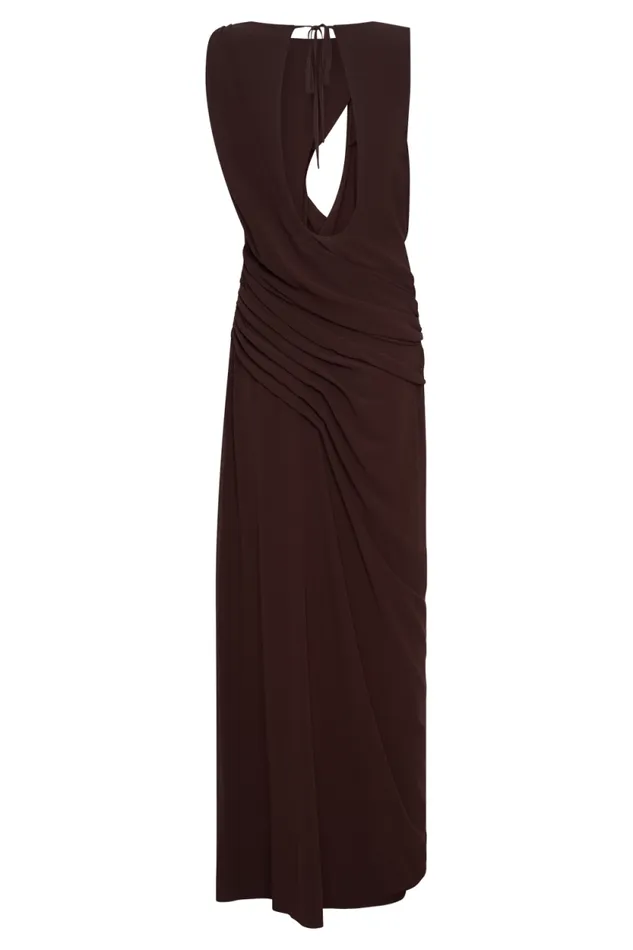 Women Meshki Dresses Oria Chiffon Maxi Dress 8211 Cacao Brown