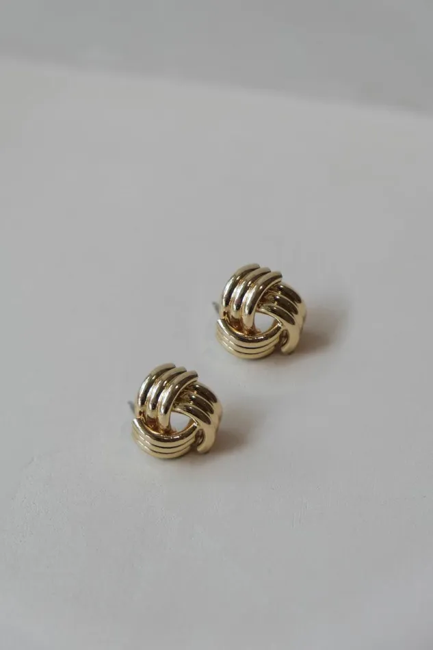 Women Meshki Jewellery Rowan Knotted Earrings 8211 Gold