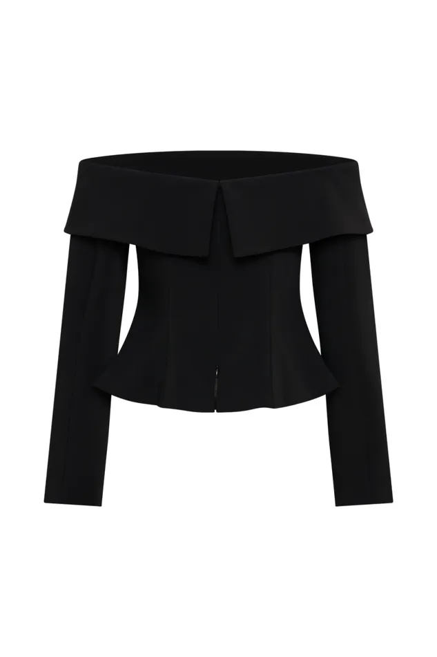 Women Meshki Outerwear Celene Off Shoulder Jacket 8211 Black