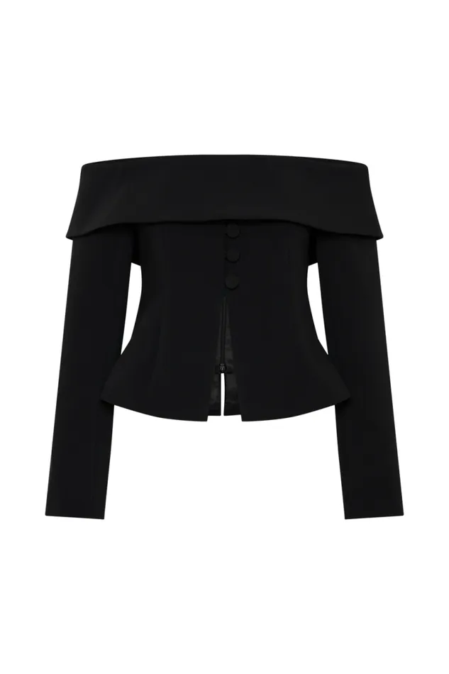 Women Meshki Outerwear Celene Off Shoulder Jacket 8211 Black