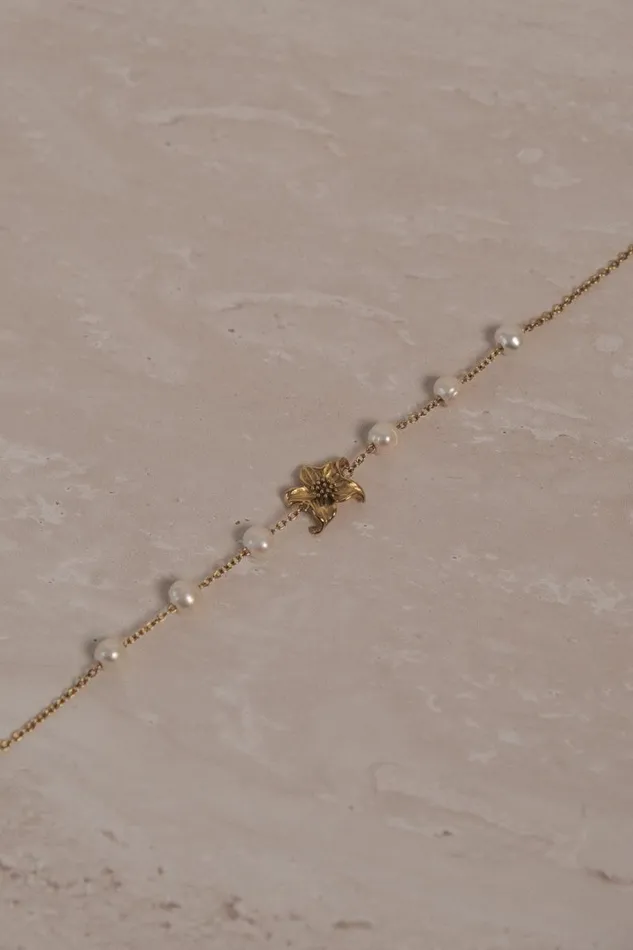 Women Meshki Outerwear Eva Floral Fresh Water Pearl Necklace 8211 Gold