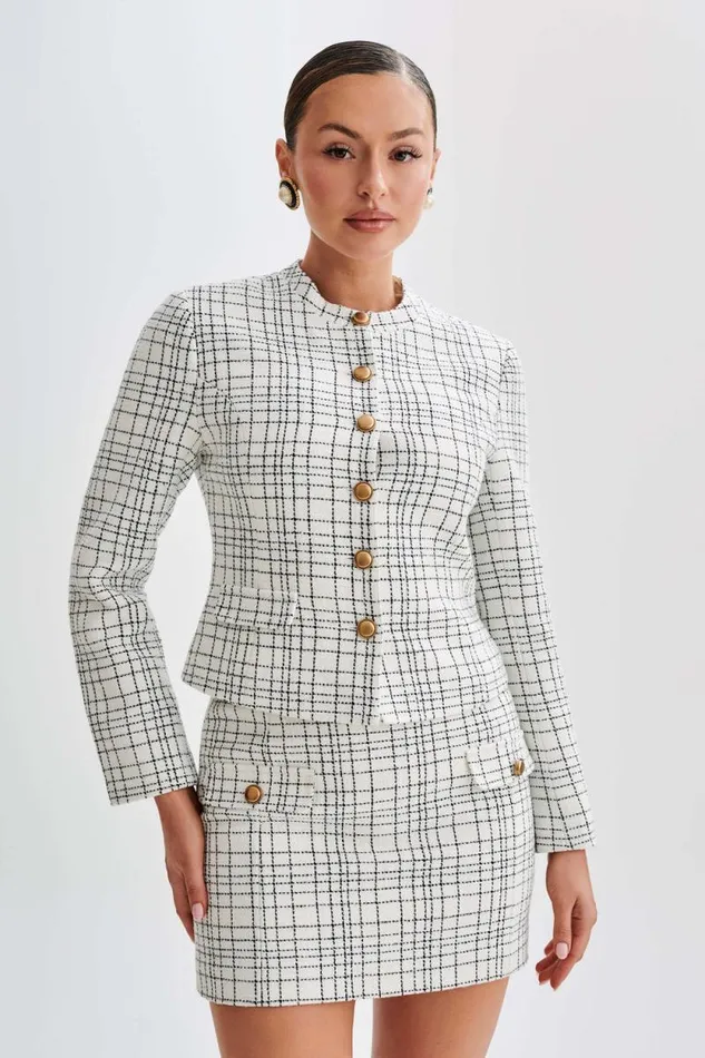Women Meshki Outerwear Priscilla Tweed Jacket 8211 White