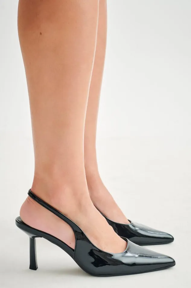 Women Meshki Shoes Dasha Patent Sling Back Heels 8211 Black