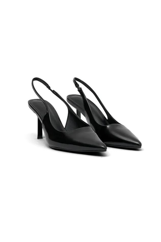Women Meshki Shoes Dasha Patent Sling Back Heels 8211 Black