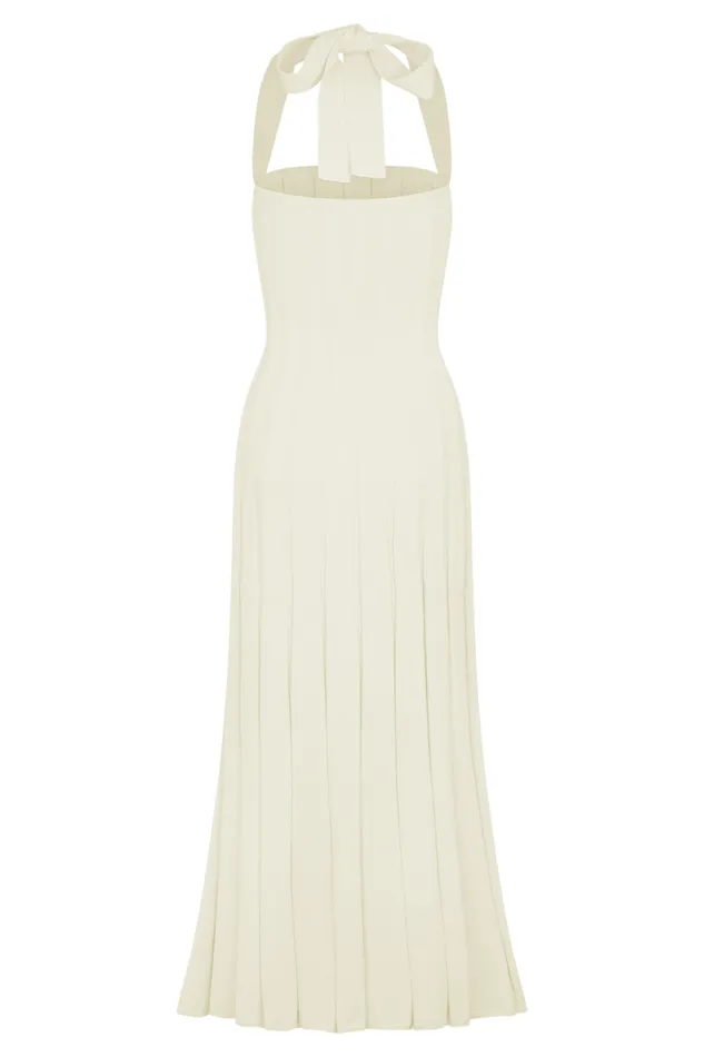 Women Meshki Shoes Jacqui Halter Knit Midi Dress 8211 Ivory