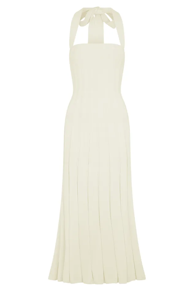 Women Meshki Shoes Jacqui Halter Knit Midi Dress 8211 Ivory