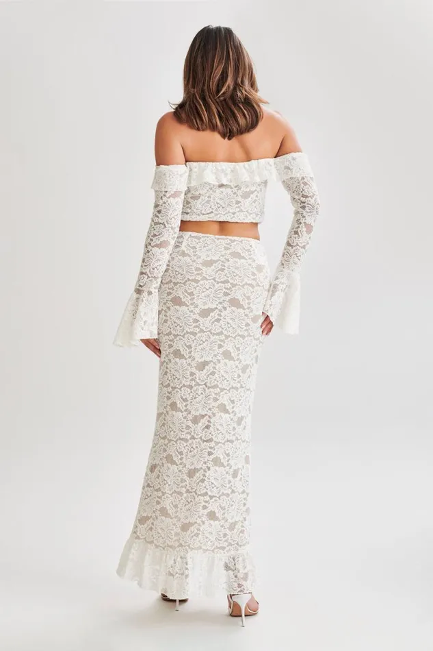 Women Meshki Tops Artemis Lace Plisse Off Shoulder Top 8211 Ivory