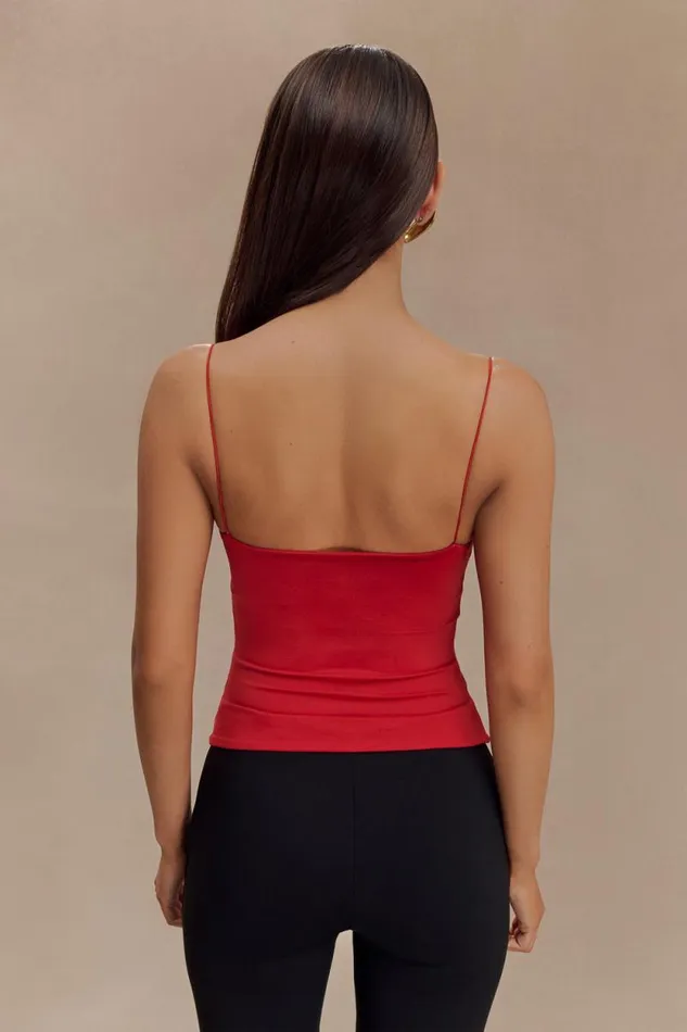 Women Meshki Tops Arya Longline Spaghetti Strap Top 8211 Ruby