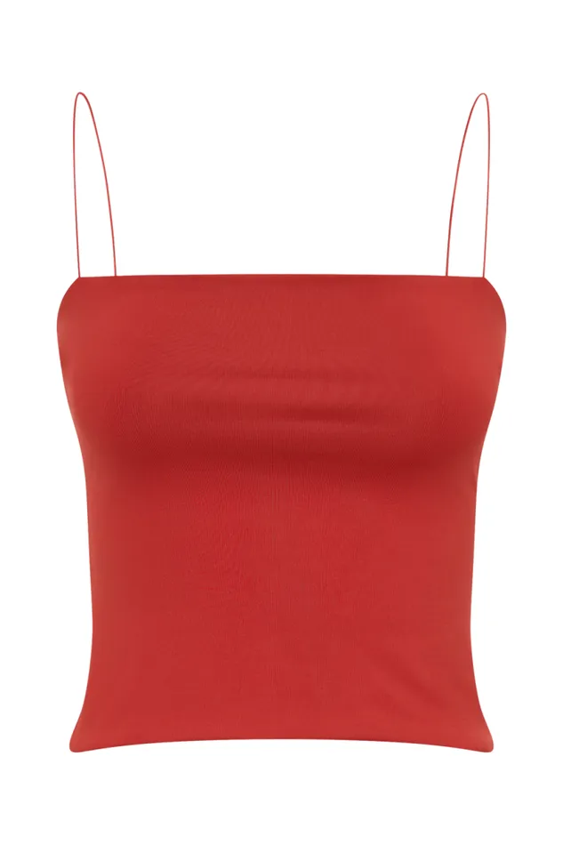 Women Meshki Tops Arya Longline Spaghetti Strap Top 8211 Ruby