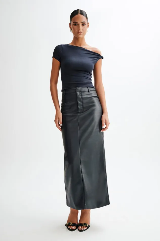 Women Meshki Tops Betty Short Sleeve Modal Top With Knot Shoulder 8211 Black