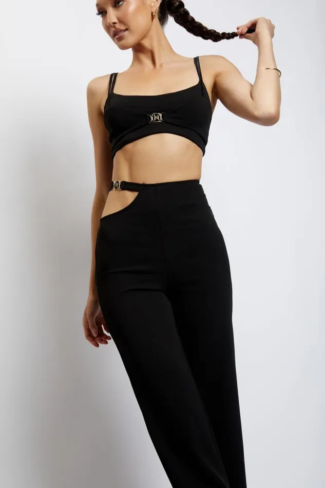 Women Meshki Tops Blythe Double Strap Crop Top 8211 Black
