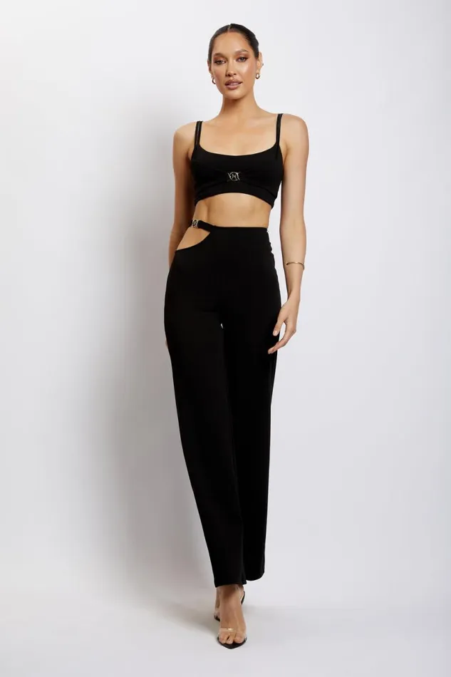 Women Meshki Tops Blythe Double Strap Crop Top 8211 Black