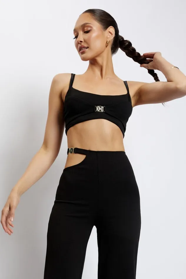 Women Meshki Tops Blythe Double Strap Crop Top 8211 Black