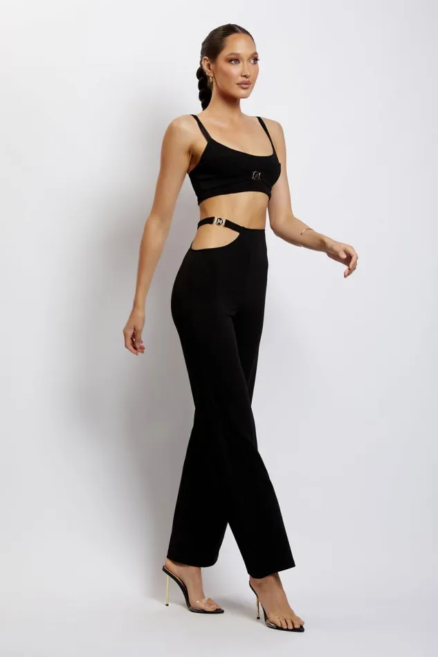 Women Meshki Tops Blythe Double Strap Crop Top 8211 Black