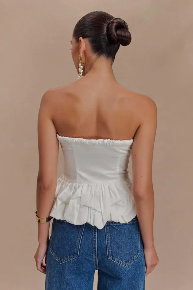 Women Meshki Tops Cora Ruched Strapless Top 8211 White