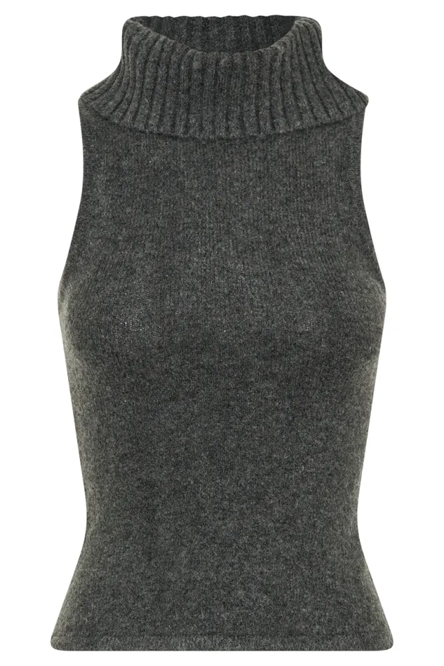 Women Meshki Tops Elise Roll Neck Knit Top 8211 Charcoal Marle