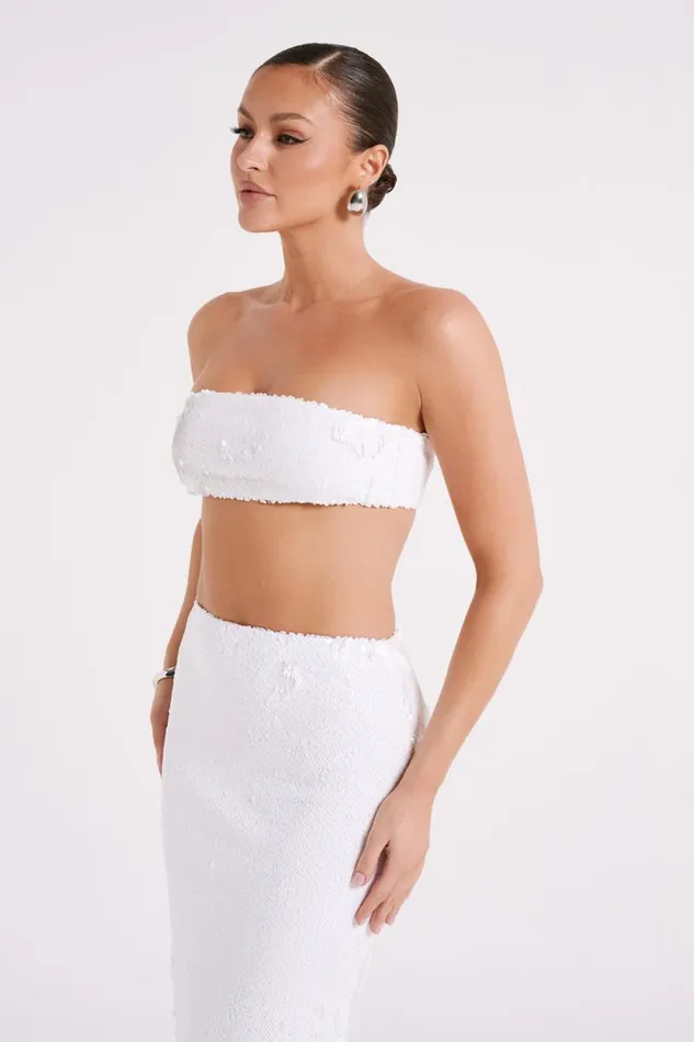 Women Meshki Tops Emerie Strapless Sequin Bandeau 8211 White