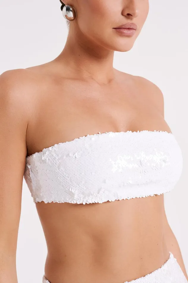 Women Meshki Tops Emerie Strapless Sequin Bandeau 8211 White