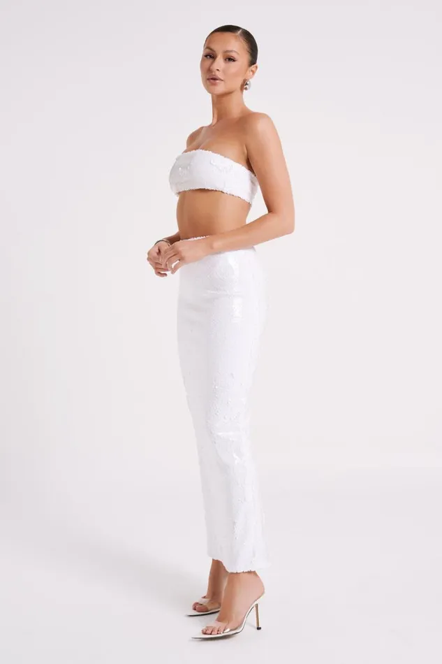 Women Meshki Tops Emerie Strapless Sequin Bandeau 8211 White