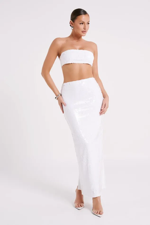 Women Meshki Tops Emerie Strapless Sequin Bandeau 8211 White