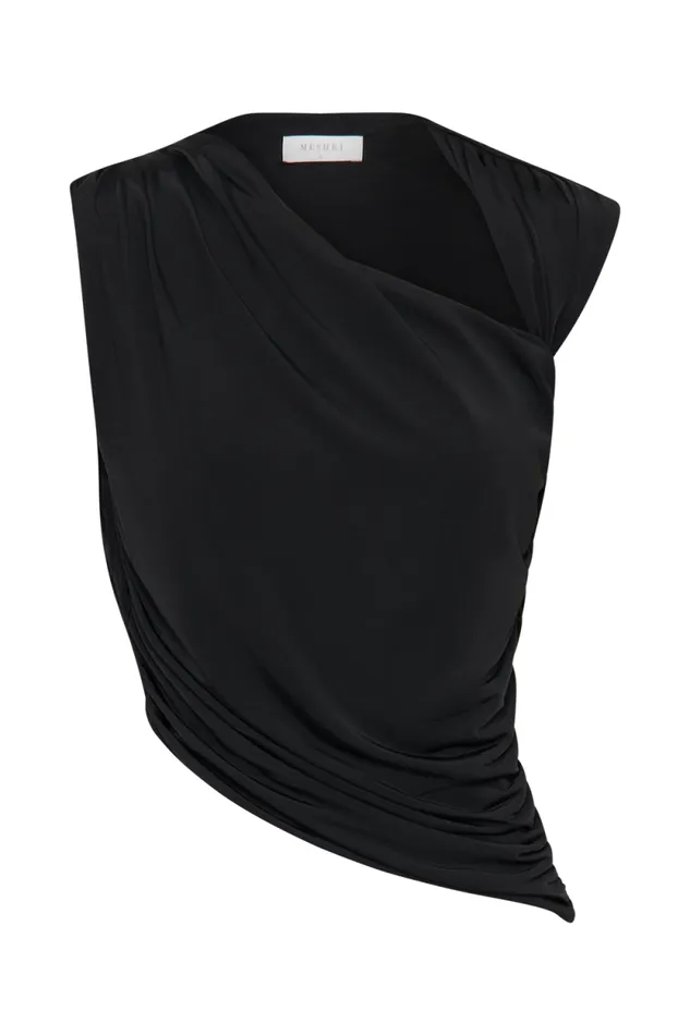 Women Meshki Tops Griselda Draped Slinky Sleeveless Top 8211 Black