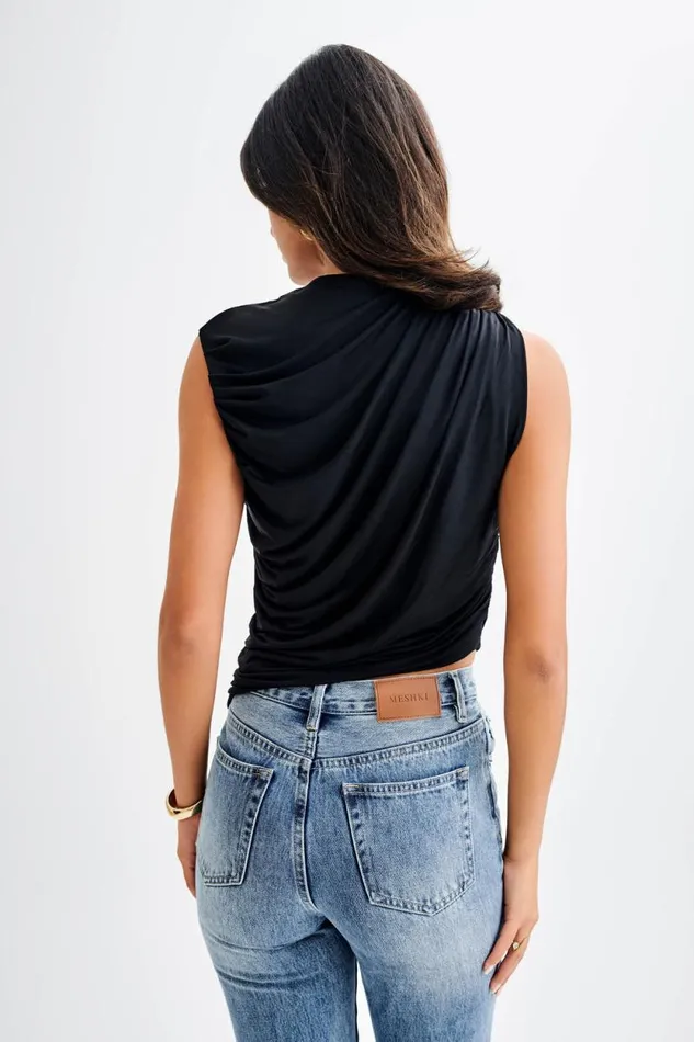 Women Meshki Tops Griselda Draped Slinky Sleeveless Top 8211 Black