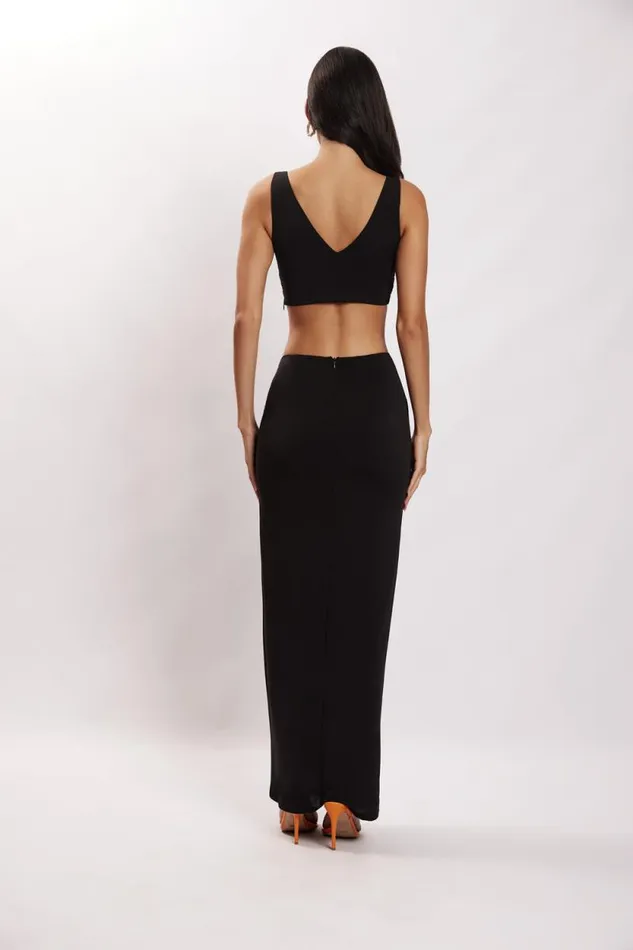 Women Meshki Tops Jacqui Triangle Hardware Crop Top 8211 Black