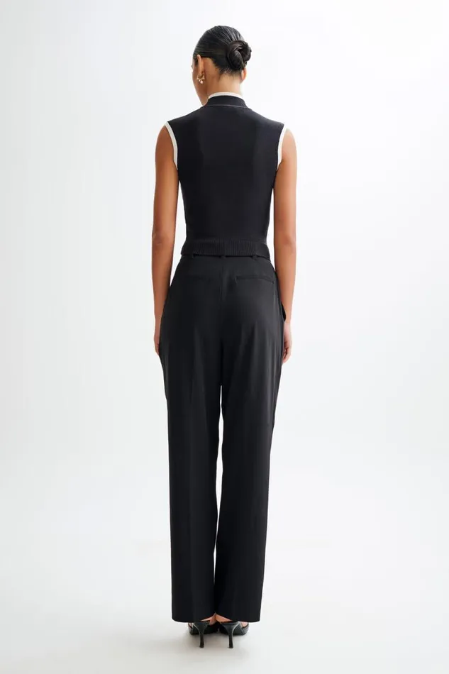 Women Meshki Tops Laurina High Neck Contrast Top 8211 Black