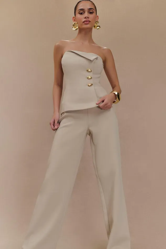 Women Meshki Tops Lindie Strapless Suiting Top 8211 Sand