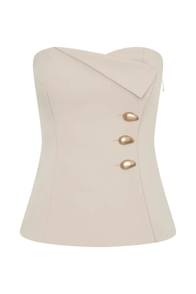 Women Meshki Tops Lindie Strapless Suiting Top 8211 Sand