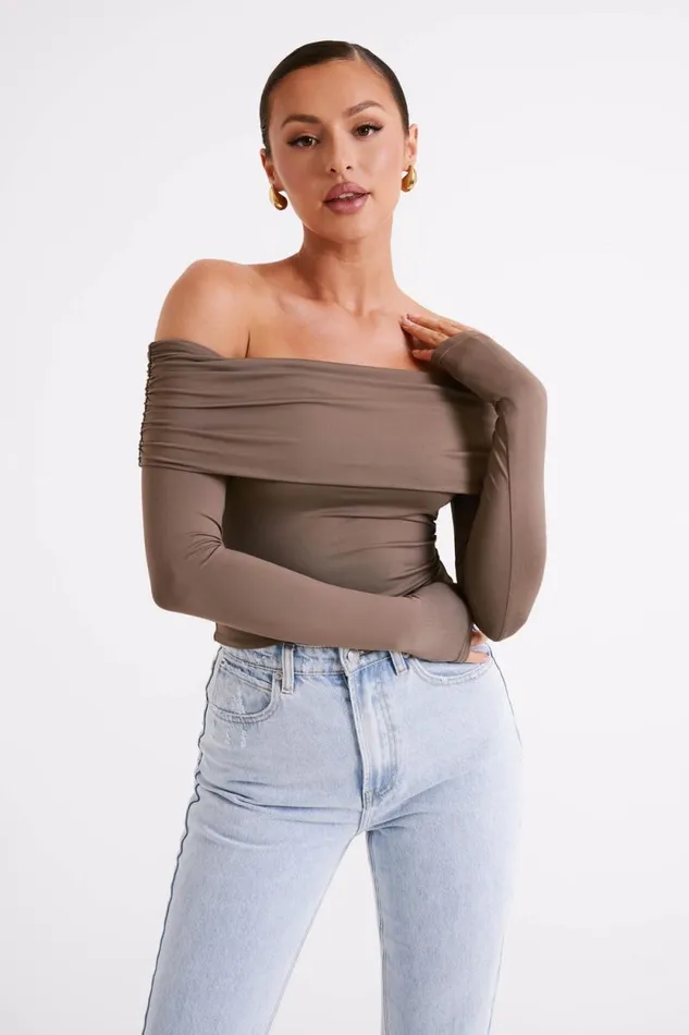 Women Meshki Tops Lucinda Recycled Nylon Off Shoulder Top 8211 Coco
