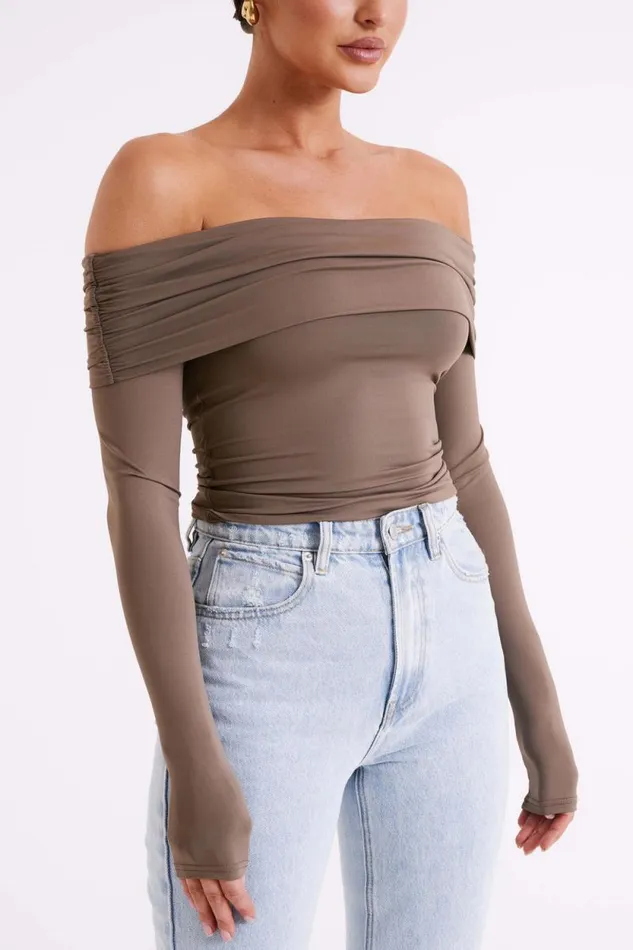 Women Meshki Tops Lucinda Recycled Nylon Off Shoulder Top 8211 Coco
