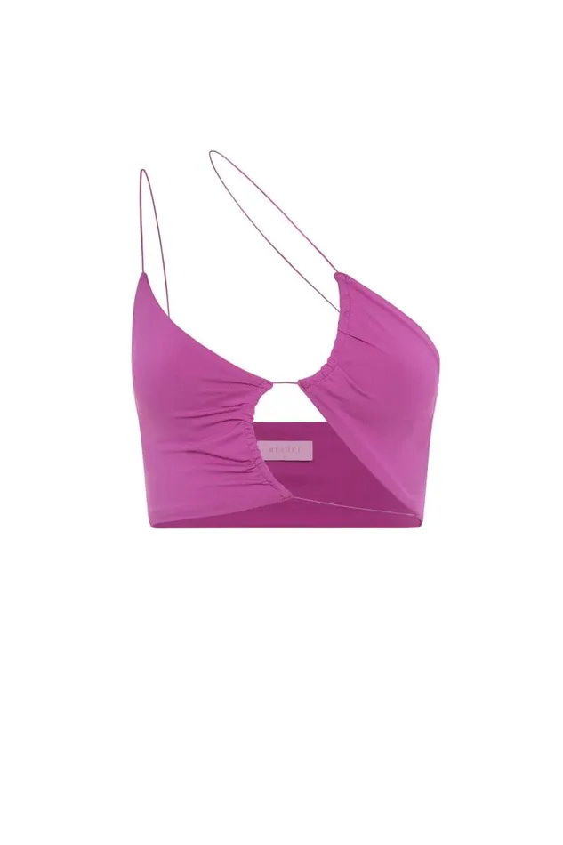 Women Meshki Tops Montana Ruched Cut Out Crop Top 8211 Violet