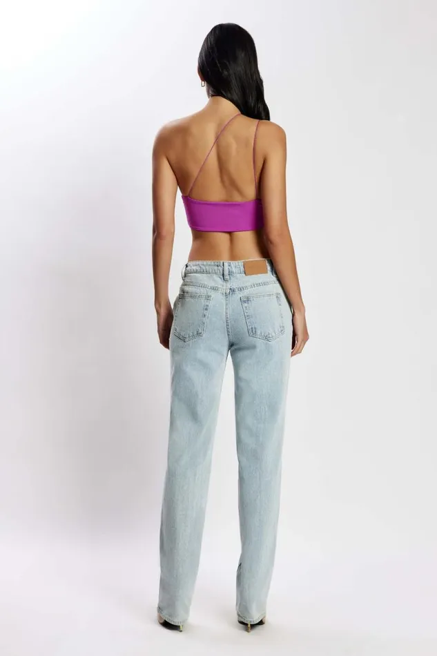 Women Meshki Tops Montana Ruched Cut Out Crop Top 8211 Violet