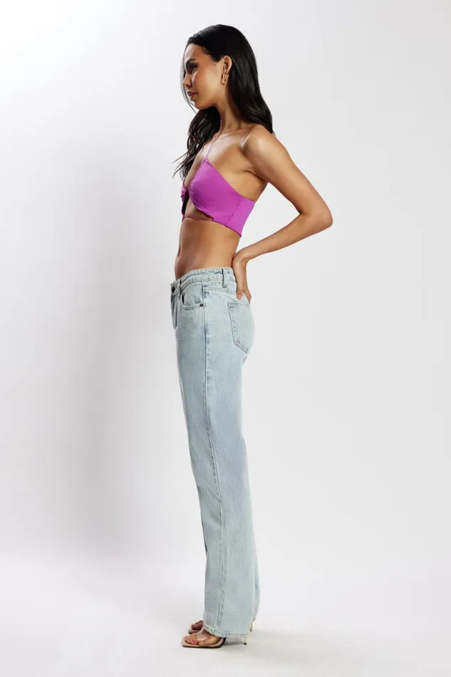 Women Meshki Tops Montana Ruched Cut Out Crop Top 8211 Violet