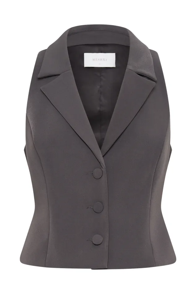 Women Meshki Tops Mura Suiting Vest 8211 Charcoal