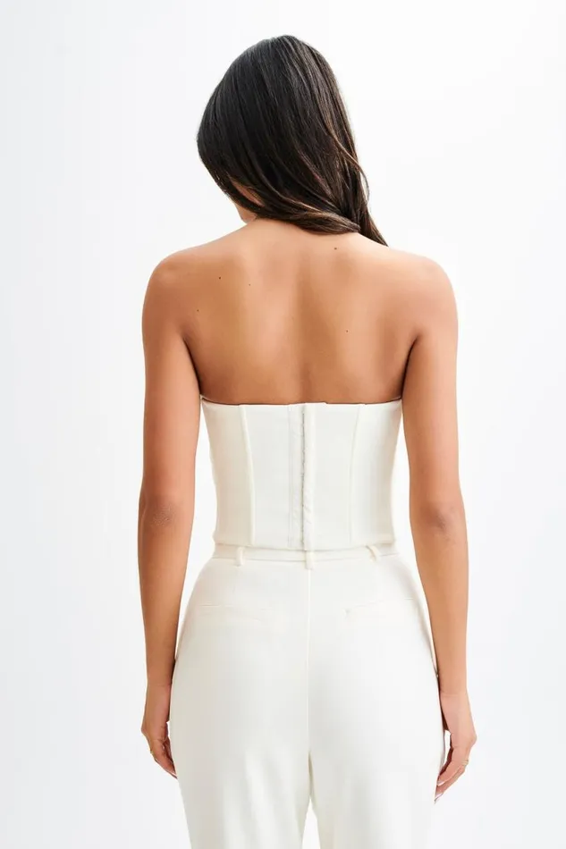 Women Meshki Tops Oceane Contrast Suiting Strapless Corset 8211 White