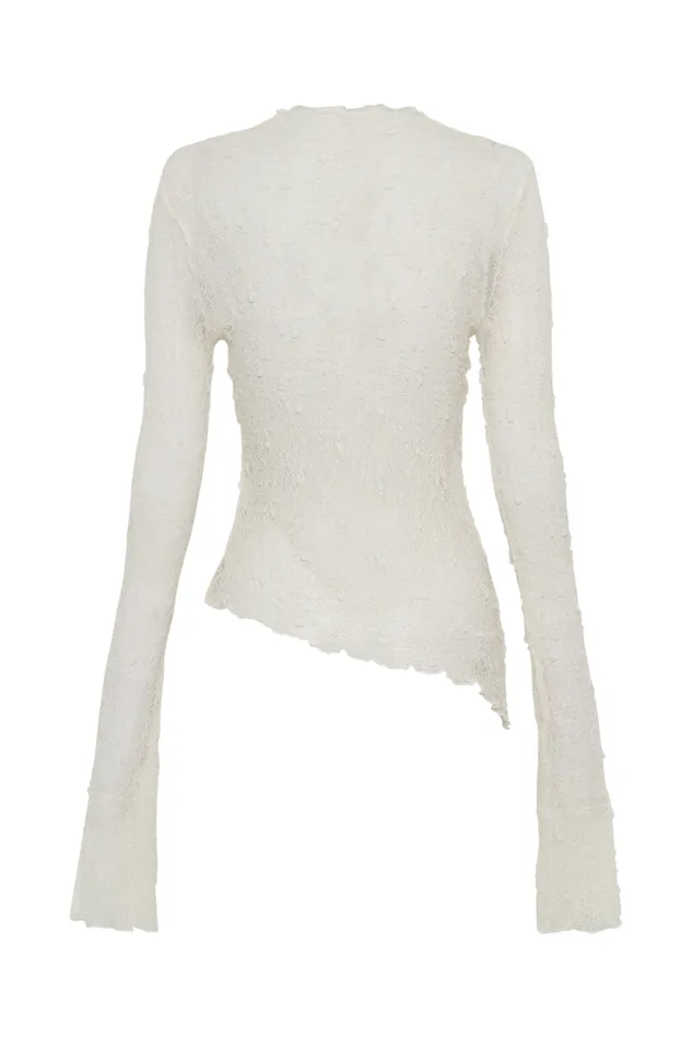 Women Meshki Tops Riley Sheer Lace Long Sleeve Top 8211 Ivory